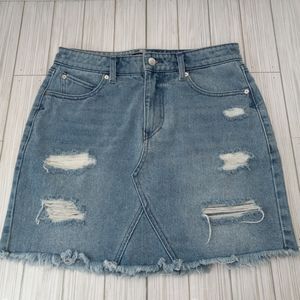 Volcom High-Rise Distressed Denim Skirt